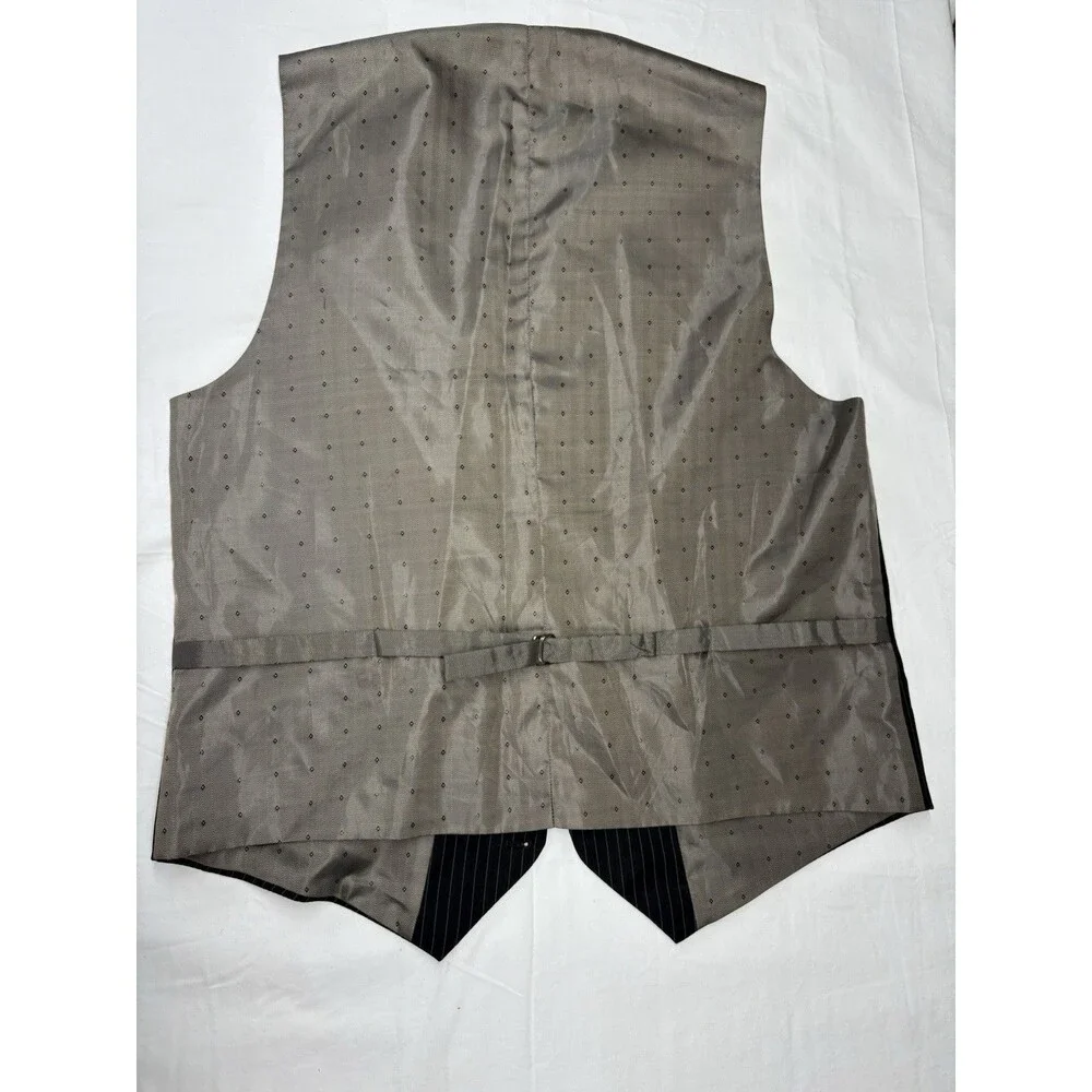 Linea Uomo 3 Pc Wool Suit 46L 40W Charcoal Gray Pinstripe Vest Dress Formal